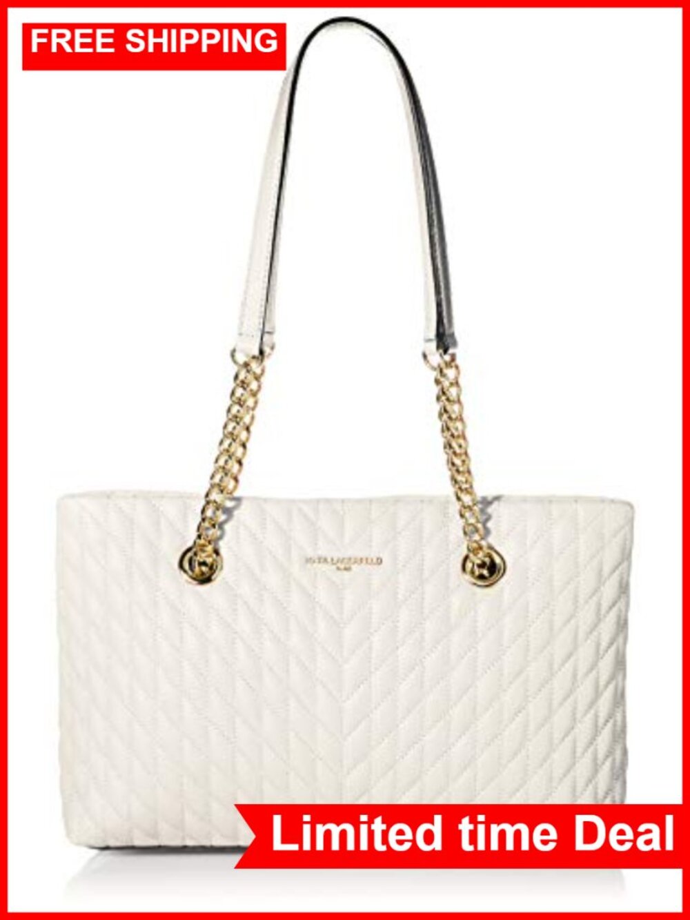 Leather Tote Bag Chain Strap Medium Quilted Zip Everyday Purse